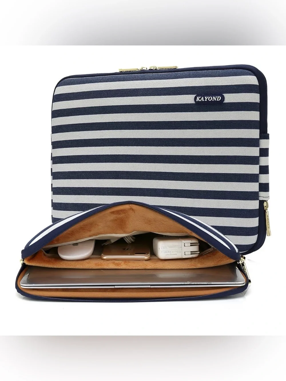 Kayond Canvas Laptop Sleeve Case padded 11.6 inch Breton Stripe Water Resistant